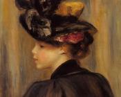 皮埃尔奥古斯特雷诺阿 - Young Woman Wearing a Black Hat